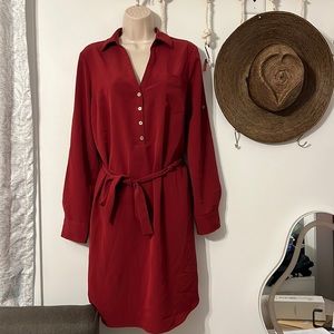 New York and company maroon shirt dress size medium
